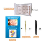 Multi-Condition Ear Seeds Acupuncture Kit 600 Counts, eBook Placement Chart, Probe, Acupressure Ear Chart, Tweezers