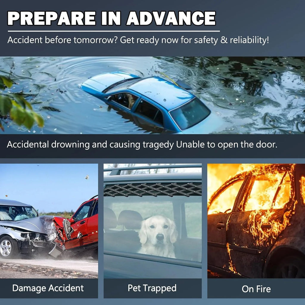 Final 5 Hours: 30%OFF/Gift of test glass 🔥4Pcs 2026 Upgraded Safety Hammer,Safe Hammer Glass Breaker Under Water,Seatbelt Cutter Window Breaker Emergency Escape Tool,Seat Belt Cutter and Glass Breaker for Cars