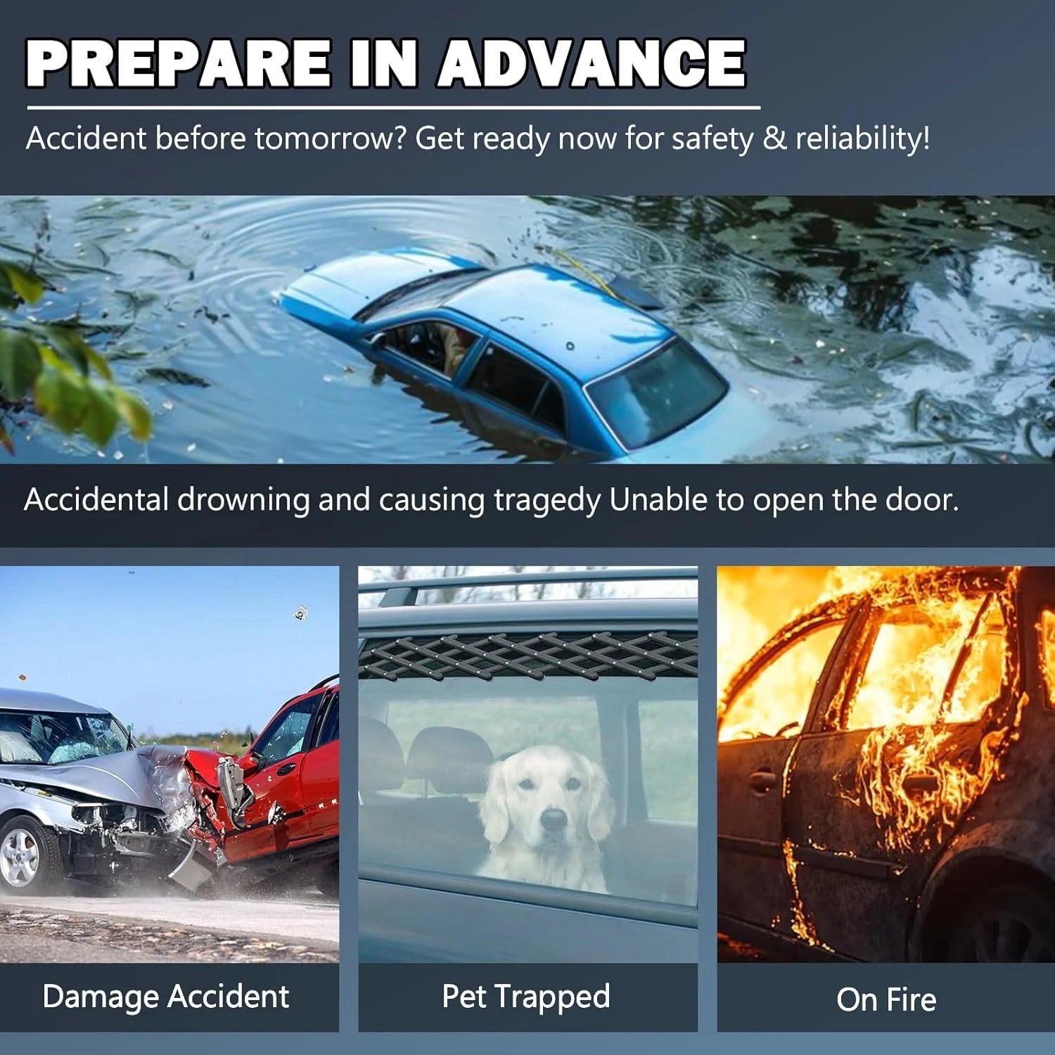 Final 5 Hours: 30%OFF/Gift of test glass 🔥4Pcs 2026 Upgraded Safety Hammer,Safe Hammer Glass Breaker Under Water,Seatbelt Cutter Window Breaker Emergency Escape Tool,Seat Belt Cutter and Glass Breaker for Cars
