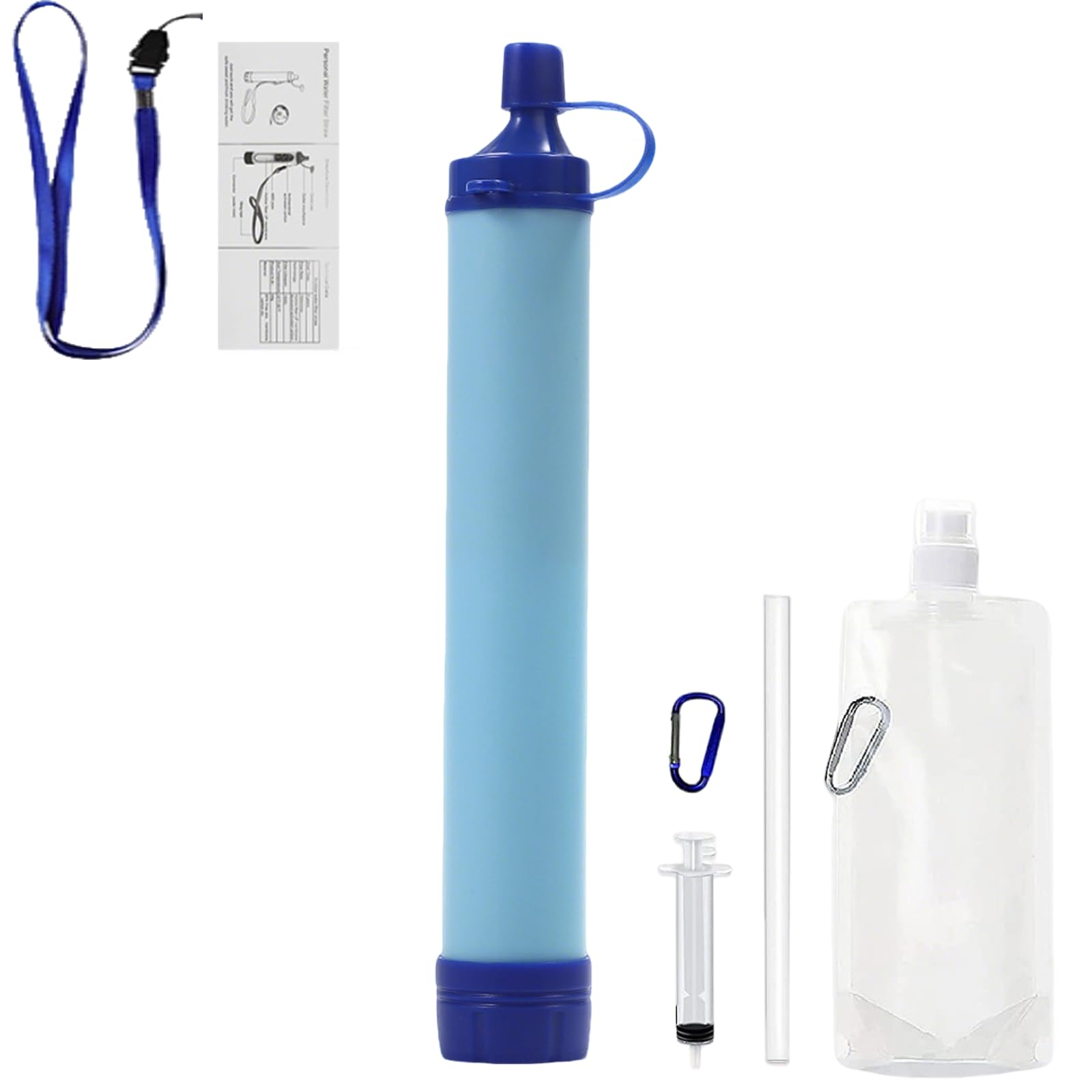 Water Filter, Survival Filtration Portable Gear, Emergency Preparedness, Supply for Drinking Hiking Camping Team Family Outing