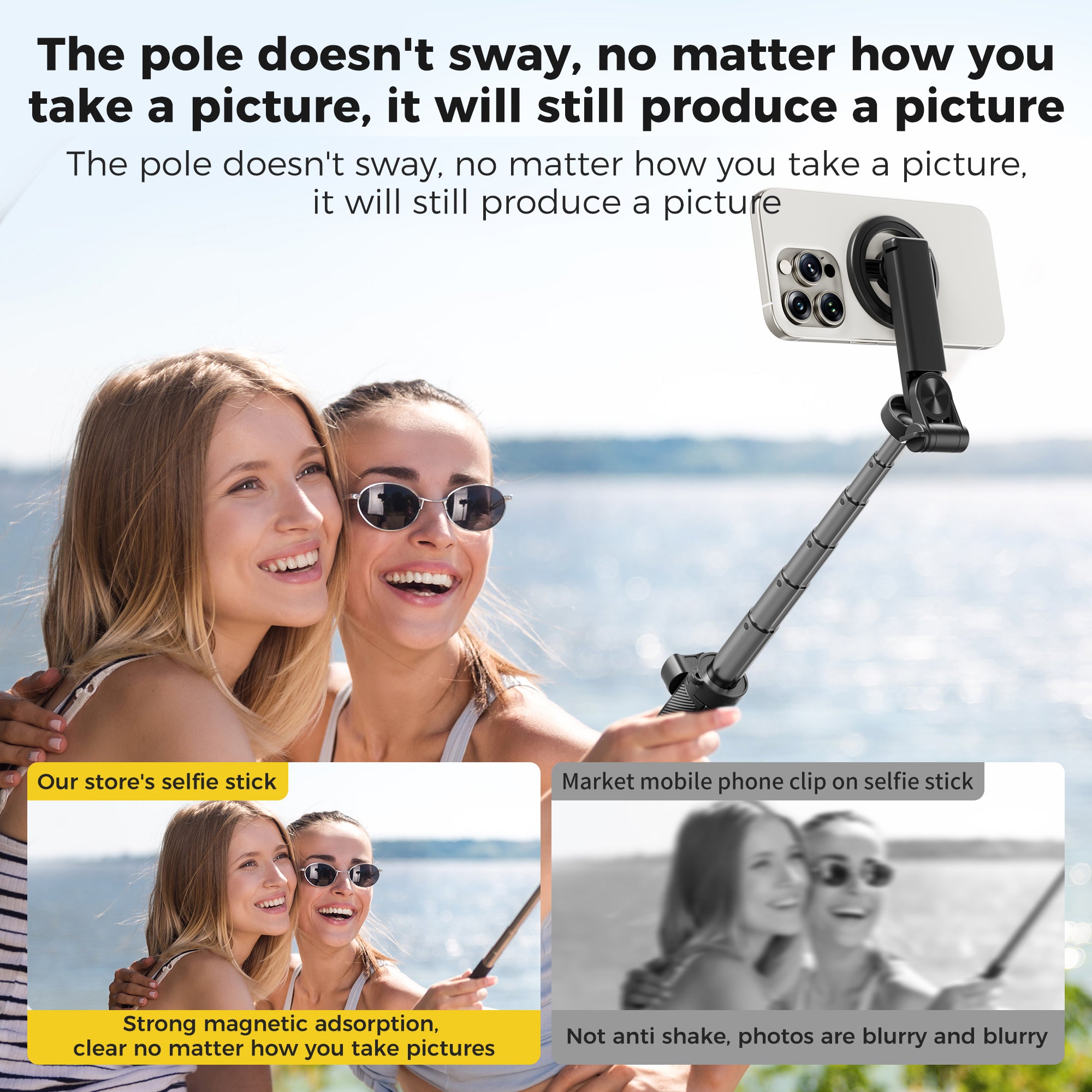 Free shipping,2026 New Upgrated 5-in-1 Magnetic Selfie Stick with Remote for Cell Phone 360° Rotation.Can Transforms into Mini Tripod/Camera Grip/Handheld Stabilizer/Phone Stand