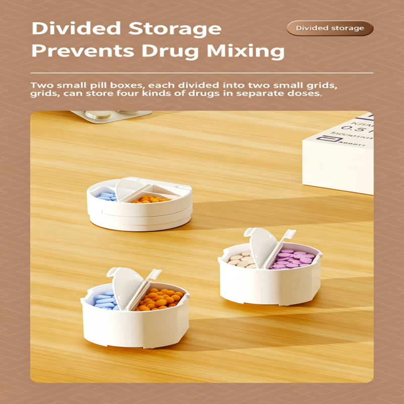Japanese SP multi-functional medicine box, cutter, grinder storage box, alarm clock, water cup, five-in-one portable mini compartmentalization box
