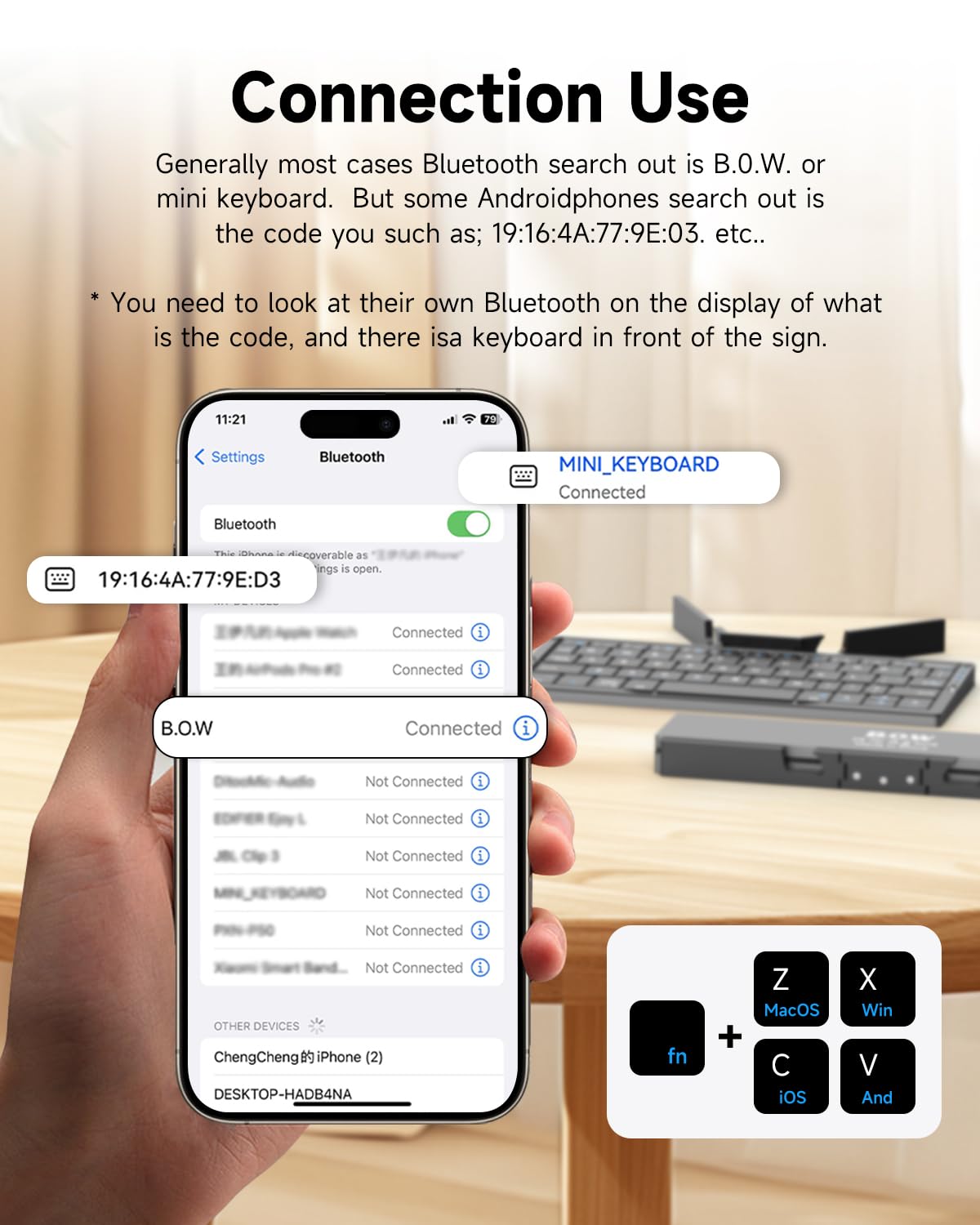 BOW Foldable Bluetooth Keyboard with Magnetic Stand,Free shipping,Aluminum Alloy Mini Quiet Folding Portable Lightweight Travel Rechargeable Pocket for Tablet,iPad, Phones