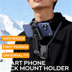 Magnetic Neck Mount for Phones and Cameras, POV/Vlog Recording Selfie Hand Free Neck Mount, Cooking/Riding Video Fliming, Anti-Shake Chest Strap, for iPhone Android, 360° Adjustable