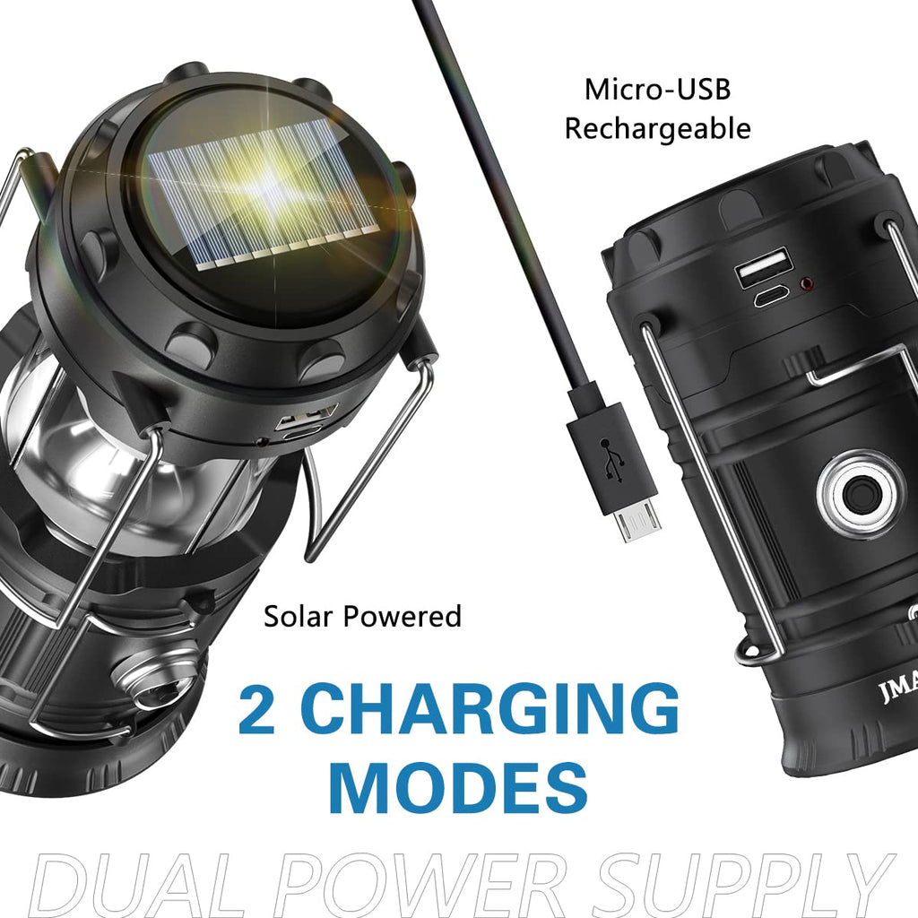 LED Camping Lantern, 【Solar Camping Lantern with Fan】Solar and Rechargeable Lantern Flashlight Collapsible and Portable Light for Daily/Camp/Hiking/Night Fishing/Emergency