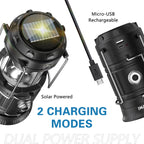 LED Camping Lantern, 【Solar Camping Lantern with Fan】Solar and Rechargeable Lantern Flashlight Collapsible and Portable Light for Daily/Camp/Hiking/Night Fishing/Emergency