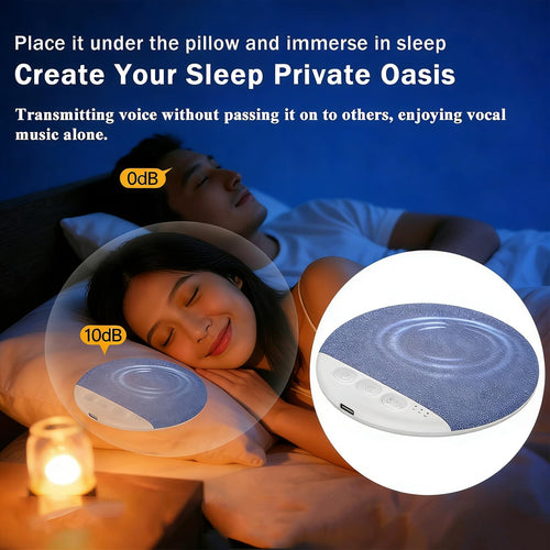 2026 New Bluetooth Sleep Pillow Speaker, Wireless White Noise Pillow Speaker with Timer, Ultra-Thin Stereo Bass Private Sleep Speaker for Adults Kids