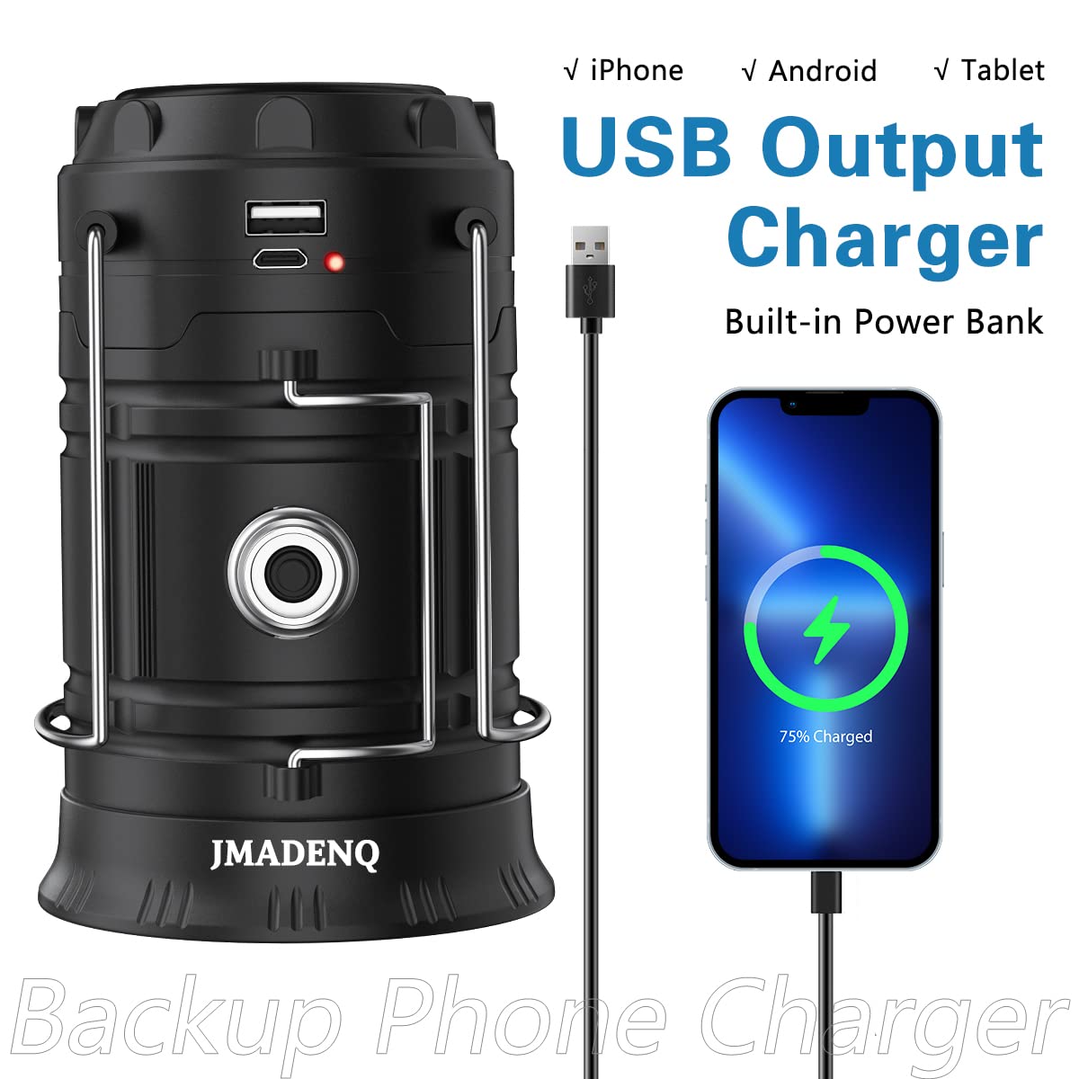 LED Camping Lantern, 【Solar Camping Lantern with Fan】Solar and Rechargeable Lantern Flashlight Collapsible and Portable Light for Daily/Camp/Hiking/Night Fishing/Emergency