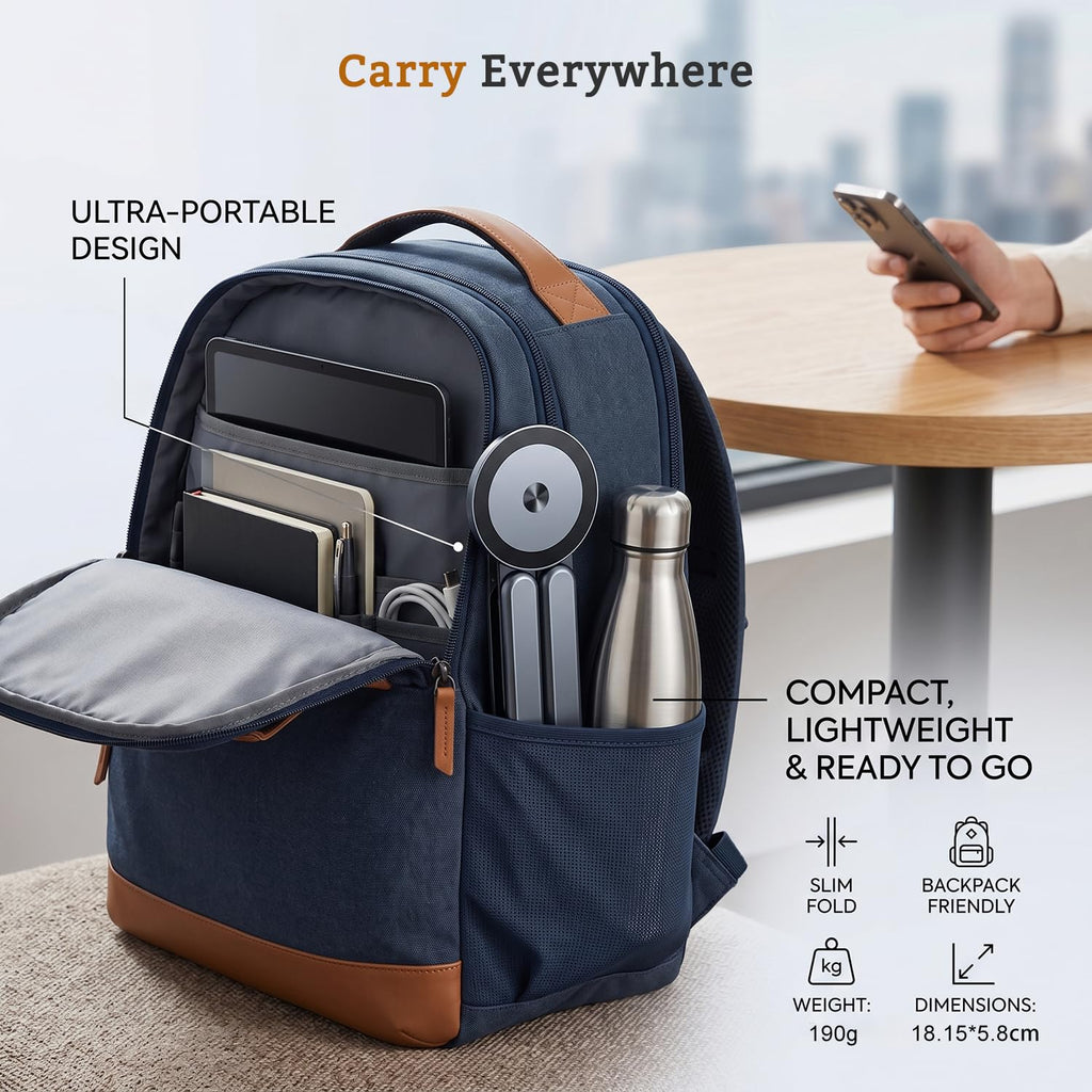 3-in-1 Magnetic Laptop Phone Tablet Adjustable Aluminum Stand | 8-Tier Ergonomic Lift Design, N55 Strong Magnetic, Infinite Multi-angle, Portable Pocket Size for Travel Vlog Office Zoom