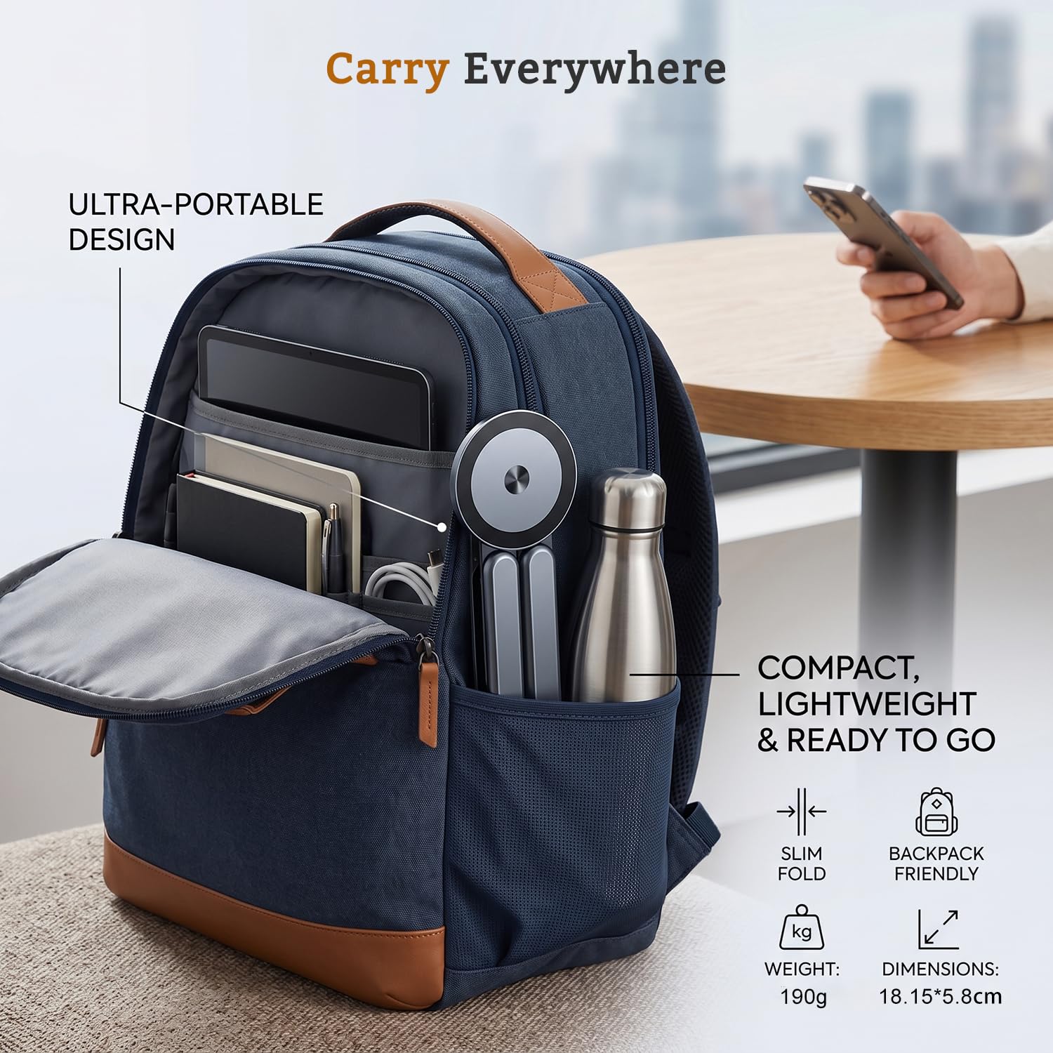 3-in-1 Magnetic Laptop Phone Tablet Adjustable Aluminum Stand | 8-Tier Ergonomic Lift Design, N55 Strong Magnetic, Infinite Multi-angle, Portable Pocket Size for Travel Vlog Office Zoom