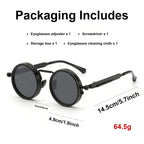 Adjustable Tint Sunglasses, 1–9 Gear Manual Dimming Polarized UV400, Retro Round Metal Frame Steampunk Sunglasses