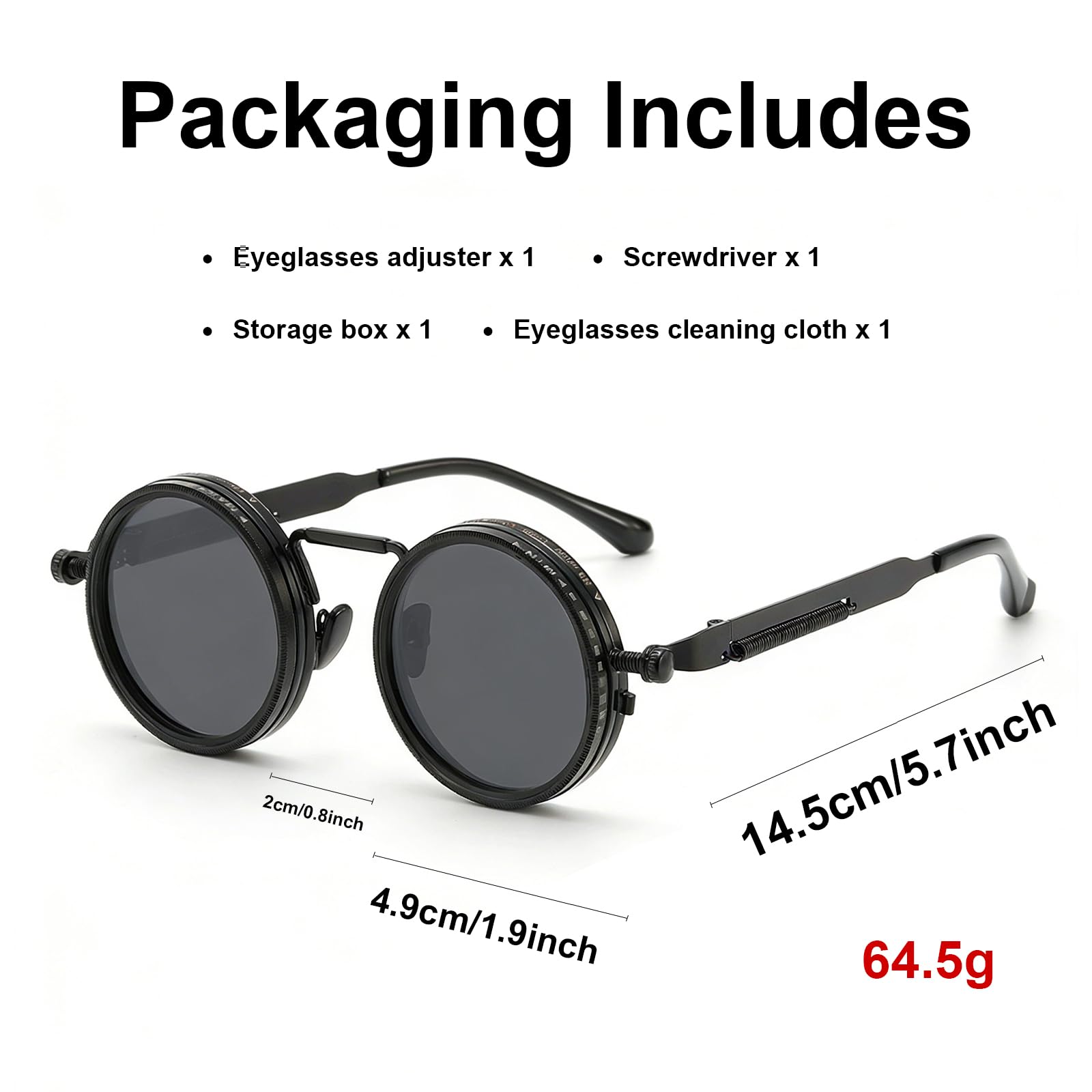 Adjustable Tint Sunglasses, 1–9 Gear Manual Dimming Polarized UV400, Retro Round Metal Frame Steampunk Sunglasses