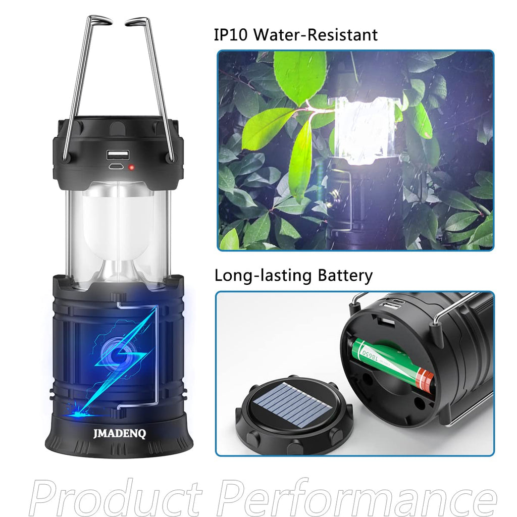 LED Camping Lantern, 【Solar Camping Lantern with Fan】Solar and Rechargeable Lantern Flashlight Collapsible and Portable Light for Daily/Camp/Hiking/Night Fishing/Emergency