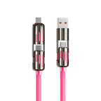 2pcs,240W 4-in-1 USB C Multi Charger Cable with LED Indicator,6.6ft, PD 5A Fast Charging & Data Sync, Silicone, Compatible for iPhone, Samsung, Laptop