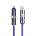 2pcs,240W 4-in-1 USB C Multi Charger Cable with LED Indicator,6.6ft, PD 5A Fast Charging & Data Sync, Silicone, Compatible for iPhone, Samsung, Laptop