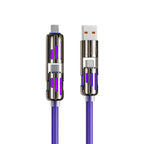 2pcs,240W 4-in-1 USB C Multi Charger Cable with LED Indicator,6.6ft, PD 5A Fast Charging & Data Sync, Silicone, Compatible for iPhone, Samsung, Laptop