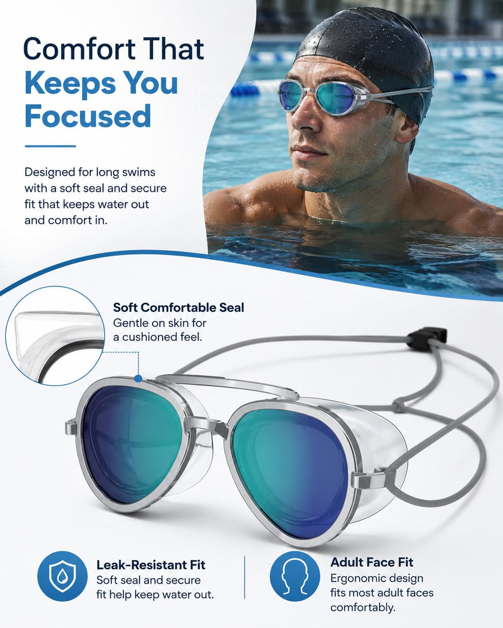 Full-View Anti-Fog Swim Goggle - 2026 NEW Swimming Goggles, No Leak, Anti UV, for Training and Competition