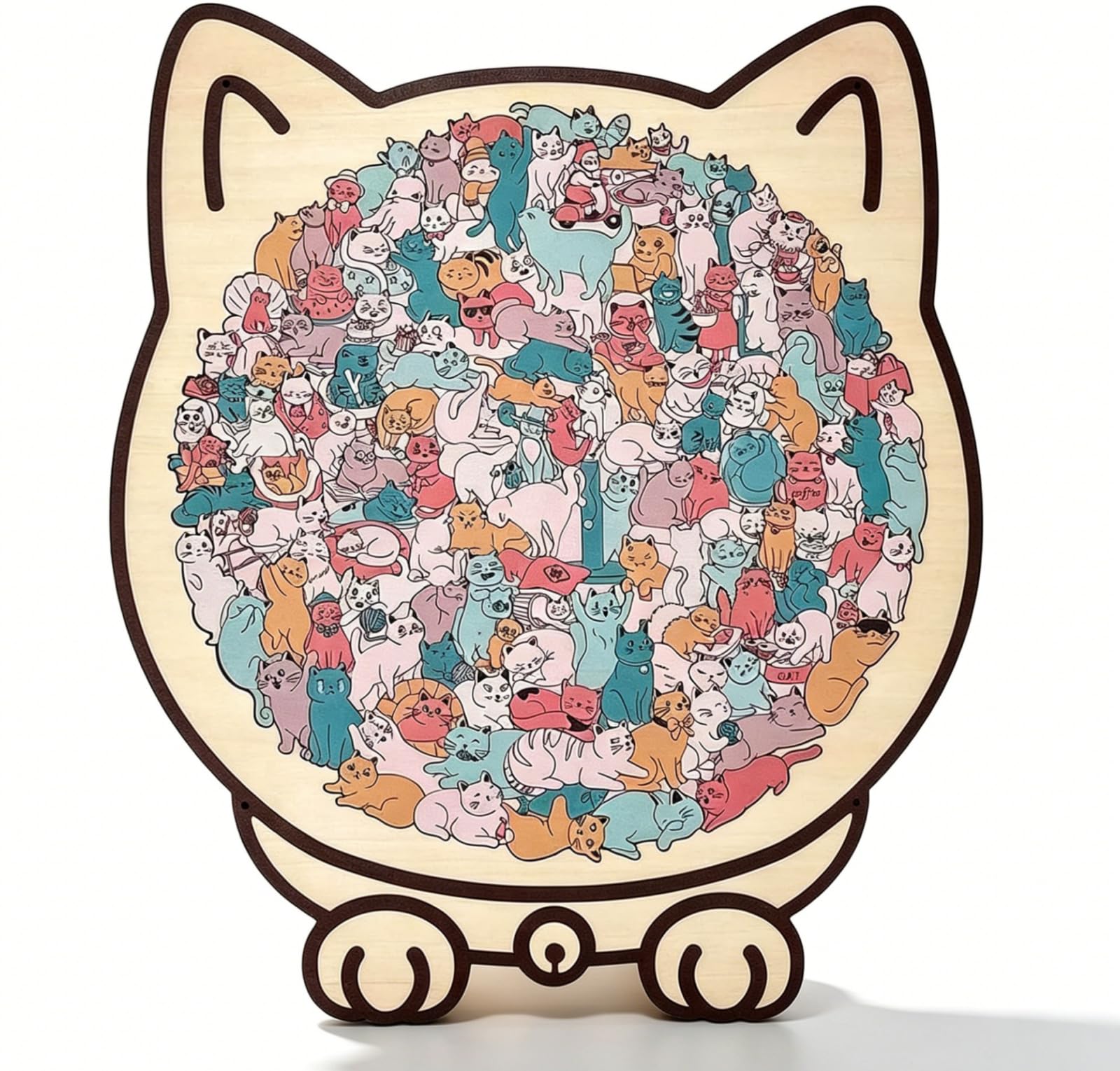 Dog Shaped/Cat Shaped Wooden Jigsaw Puzzle, 92-143 Pieces Thick Wood Puzzle with Acrylic Cover & Frame, Colorful Cute Animal Dog Puzzle, Decorative Puzzle Gift for Dog Lovers, Home Wall Decor