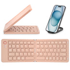 Mini Foldable Bluetooth Keyboard with a free phone holder - Portable Wireless Full Size Keyboard (Sync Up to 3 Devices), Ultra-Slim Aluminum Travel Folding Keyboards for iPhone iPad Mac Android Windows iOS