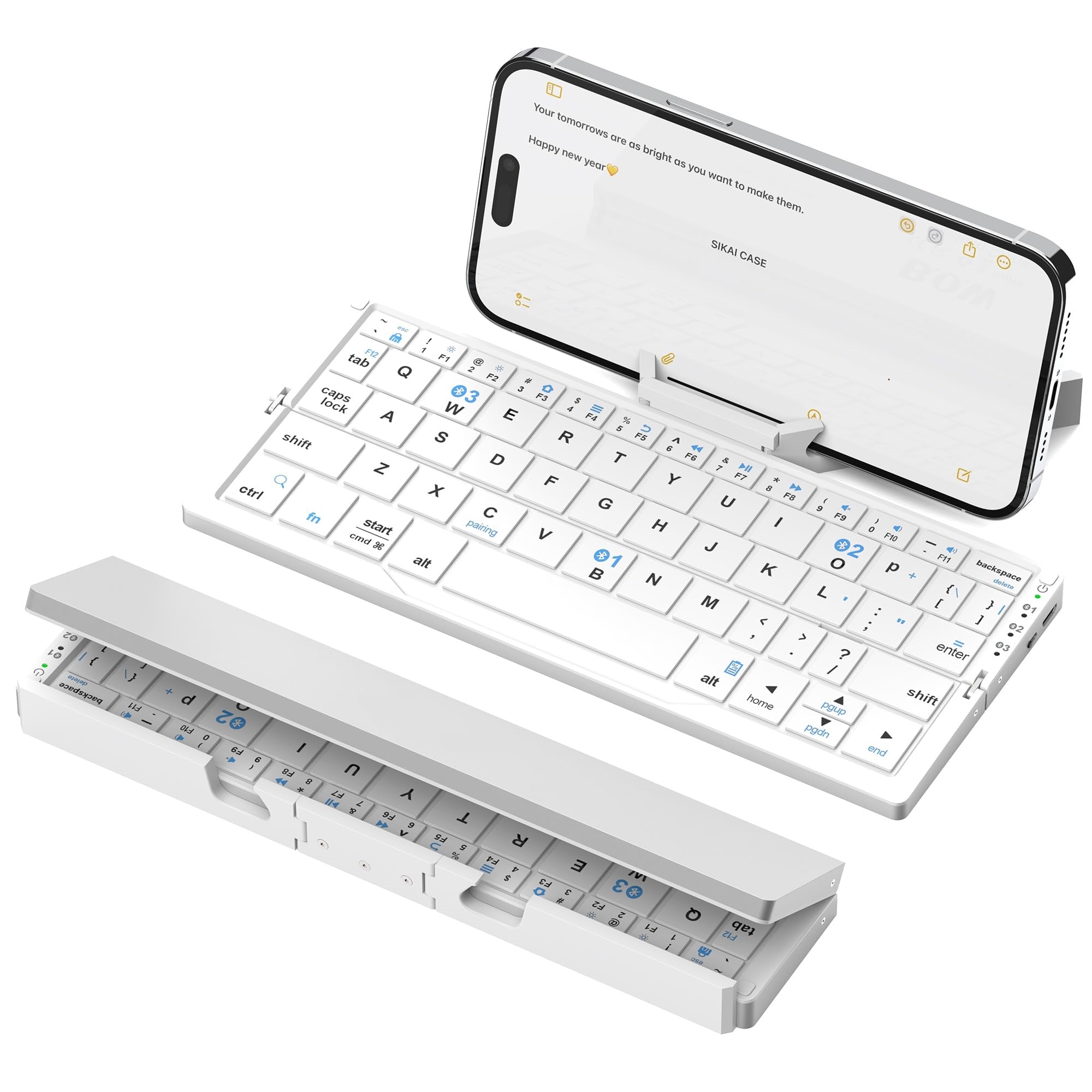 Foldable Bluetooth Keyboard with Magnetic Stand,Free shipping,Aluminum Alloy Mini Quiet Folding Portable Lightweight Travel Rechargeable Pocket for Tablet,iPad, Phones