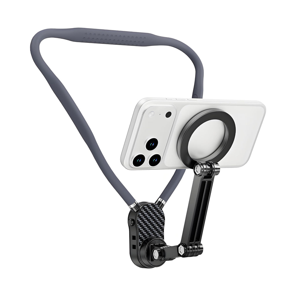 Magnetic Neck Mount for Phones and Cameras, POV/Vlog Recording Selfie Hand Free Neck Mount, Cooking/Riding Video Fliming, Anti-Shake Chest Strap, for iPhone Android, 360° Adjustable