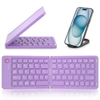 Mini Foldable Bluetooth Keyboard with a free phone holder - Portable Wireless Full Size Keyboard (Sync Up to 3 Devices), Ultra-Slim Aluminum Travel Folding Keyboards for iPhone iPad Mac Android Windows iOS
