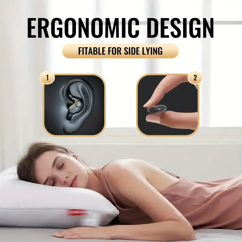 Invisible Sleep Wireless Earbuds for Side Sleepers Bluetooth 5.3 Ear Buds Comfortable Sleeping Headphones with Type-C Charging Port & HiFi Sound