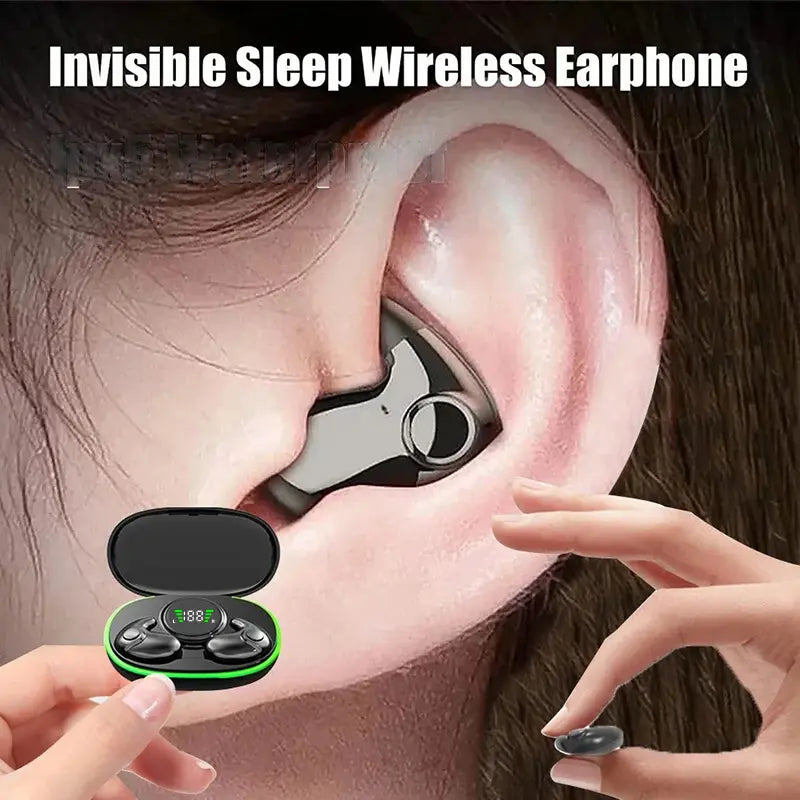 Invisible Sleep Wireless Earbuds for Side Sleepers Bluetooth 5.3 Ear Buds Comfortable Sleeping Headphones with Type-C Charging Port & HiFi Sound