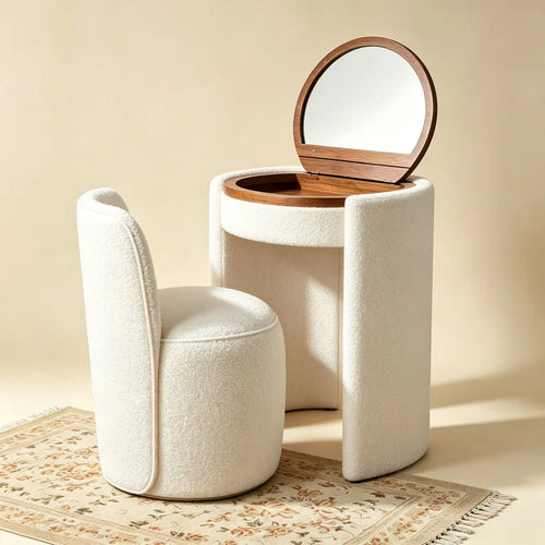 ⚡Limited-time offer⚡Modern Makeup Vanity Set with LED Mirror, Stool & Large Storage